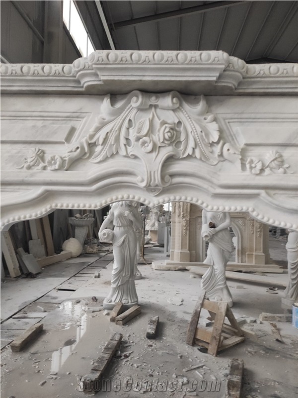 Carrara White Marble Fireplace