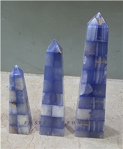 ONYX STONE OBELISKS, BOWLS, PYRAMID, CANDLE JARS