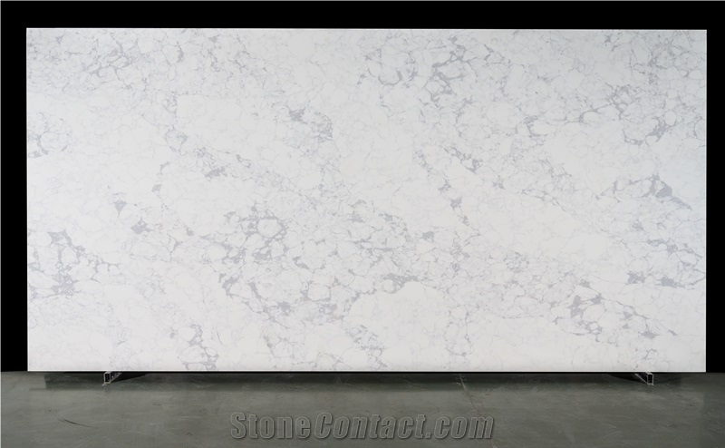 Polished Calacatta Carrara Panda White Quartz Slabs