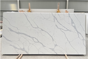 Polished Calacatta Carrara Panda White Quartz Slabs