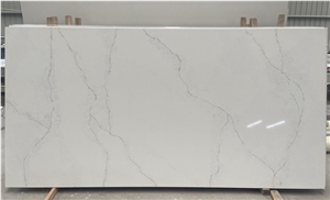 Polished Calacatta Carrara Panda White Quartz Slabs