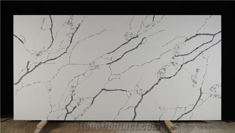 Polished Calacatta White Laza Quartz Slabs