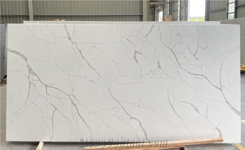 Polished Calacatta White Laza Quartz Slabs