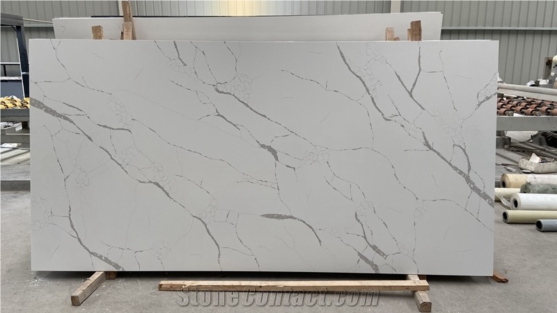 Polished Calacatta White Laza Quartz Slabs
