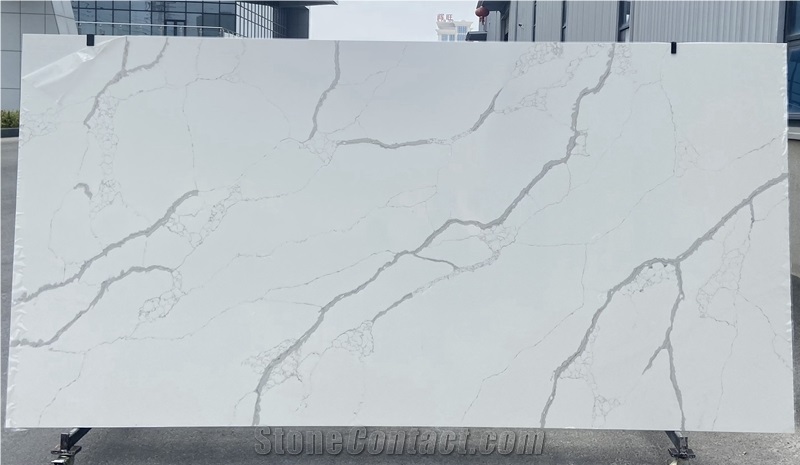 Polished Calacatta White Laza Quartz Slabs