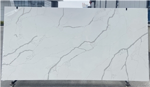 Polished Calacatta White Laza Quartz Slabs