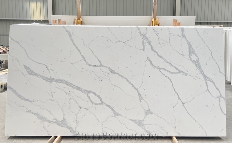 Polished Calacatta White Laza Quartz Slabs