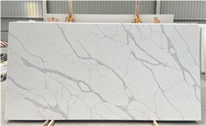 Polished Calacatta White Laza Quartz Slabs