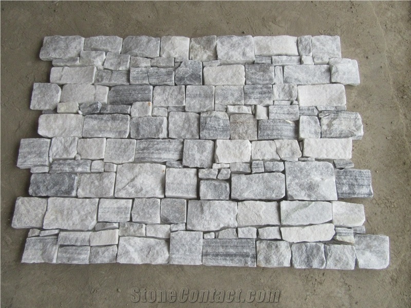 Cloudy Grey Quartzite Stacked Stone Veneer