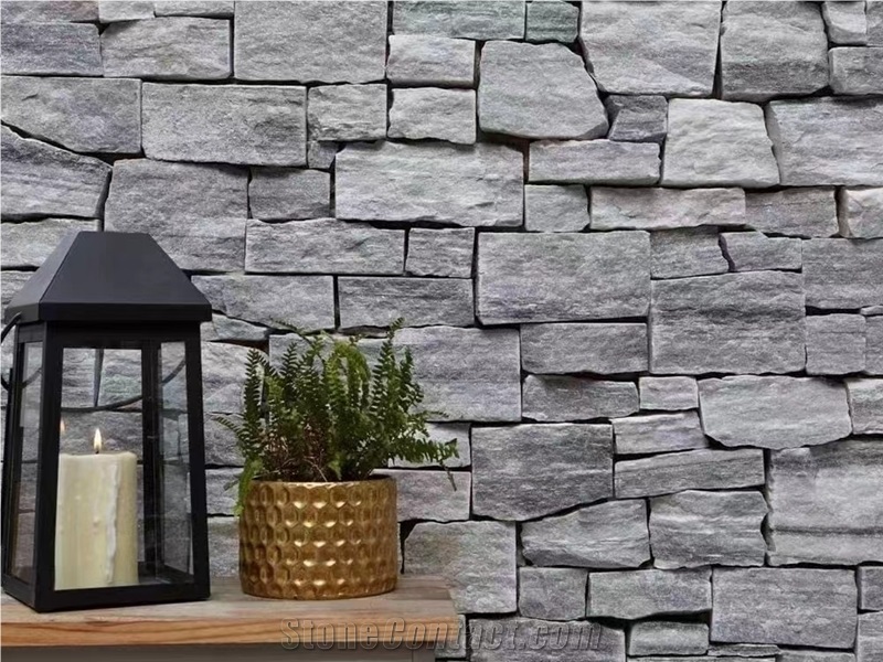 Cloudy Grey Quartzite Stacked Stone Veneer