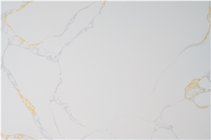 Artificial Quartz Slab Stone With Golden Gold Veins