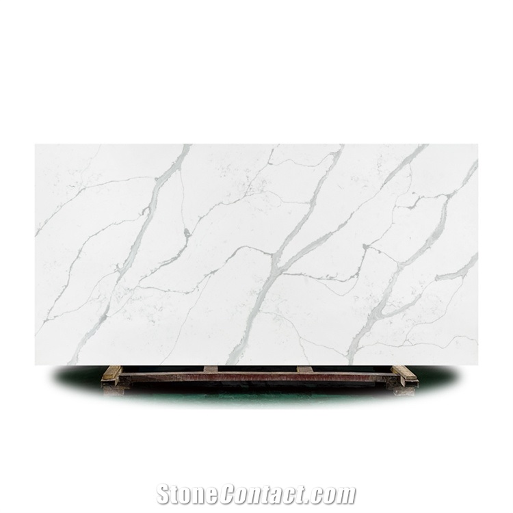 Beautiful Calacatta White Grey Color Engineered Stone Slab