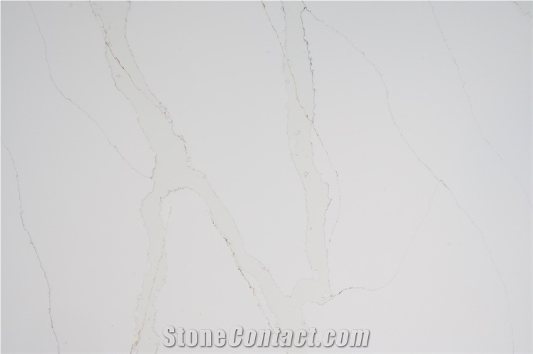 Best Selling Calacatta White Brown Quartz Slab For Project