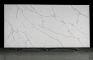 Big Slab Quartz Stone Grey Veins White Background