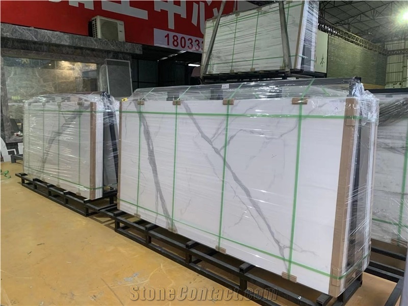 Calacatta Marble Look Sintered Stone Big Slabs Tiles