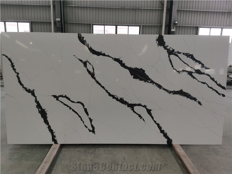 Calacatta White Black Color Engineered Stone Countertop
