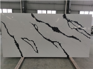 Calacatta White Black Color Engineered Stone Countertop