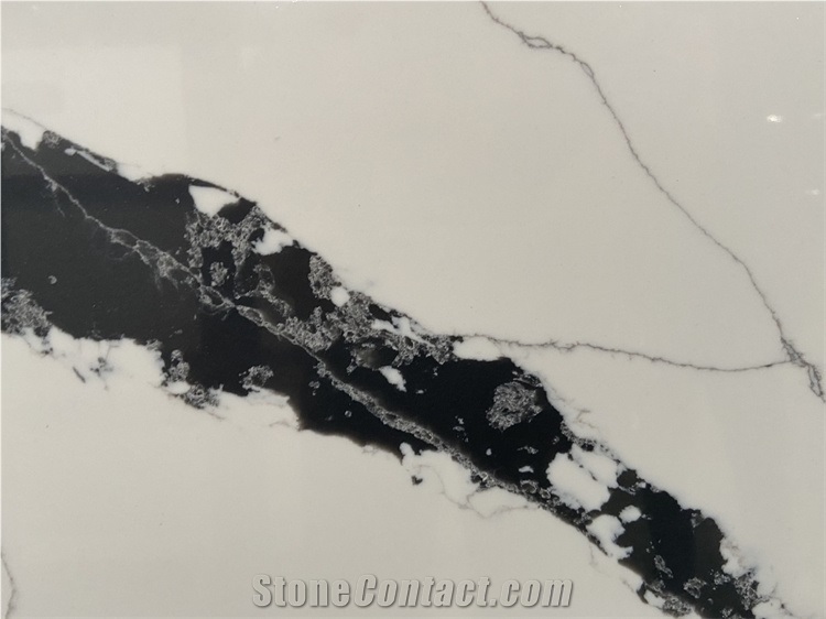 Calacatta White Black Color Engineered Stone Countertop