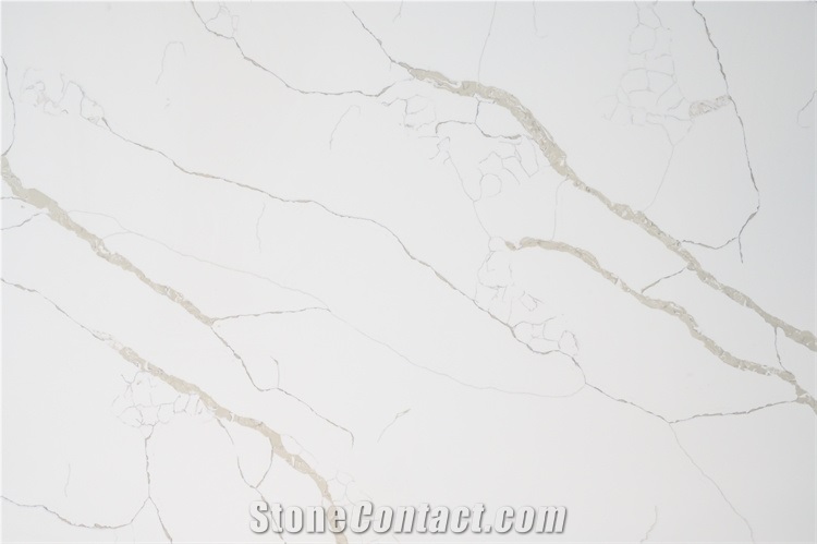Engineered Stone Slab Beautiful Calacatta White Color