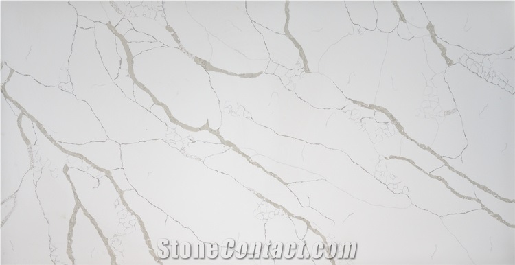 Engineered Stone Slab Beautiful Calacatta White Color