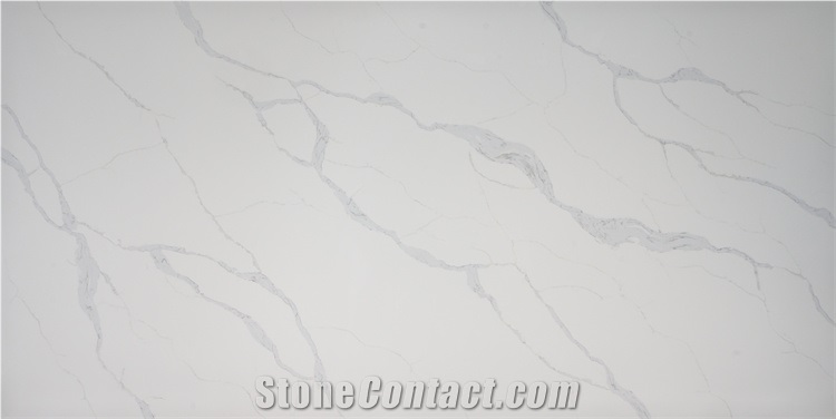 Excellent Calacatta Quartz Stone Crystal Kitchen Slab