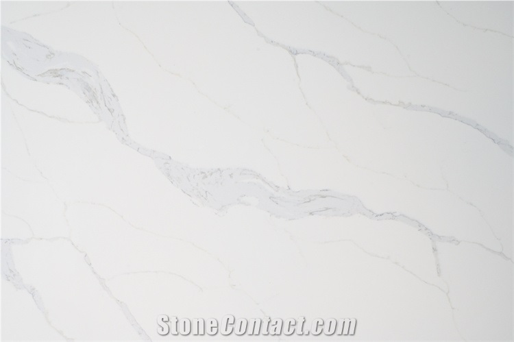 Excellent Calacatta Quartz Stone Crystal Kitchen Slab