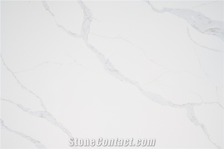 Excellent Calacatta Quartz Stone Crystal Kitchen Slab