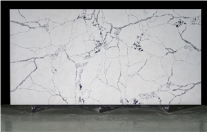 Excellent Calacatta Quartz Stone Crystal Slab Black Veins