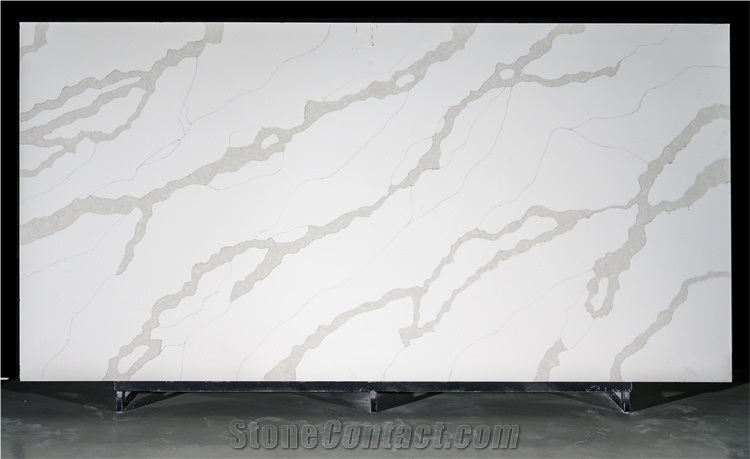 Excellent Calacatta White Quartz Stone  Polished Surface