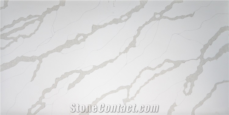 Excellent Calacatta White Quartz Stone  Polished Surface
