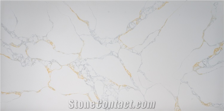 Gold Grey Veins Artificial Quartz Stone Slab