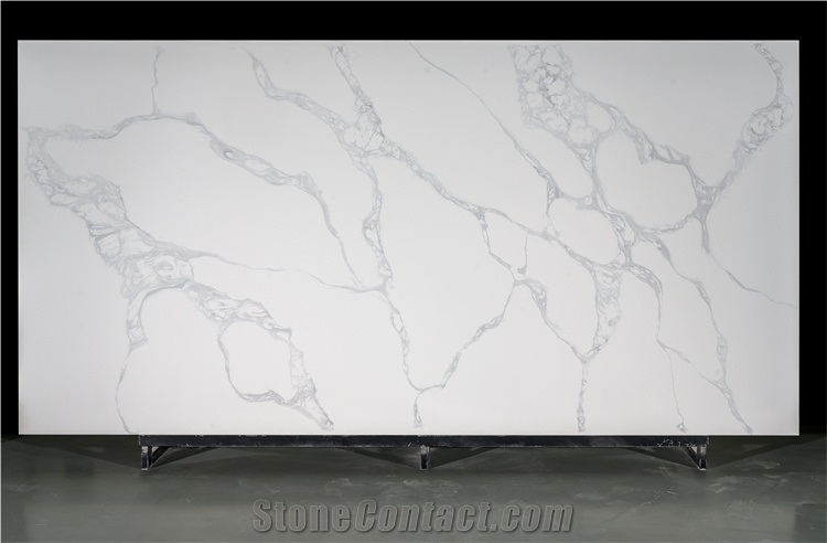 Good Veins Quartz Slab Light Veins Grey Color