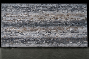 Grey Marble Look Quartz Slab With Horizon Veins