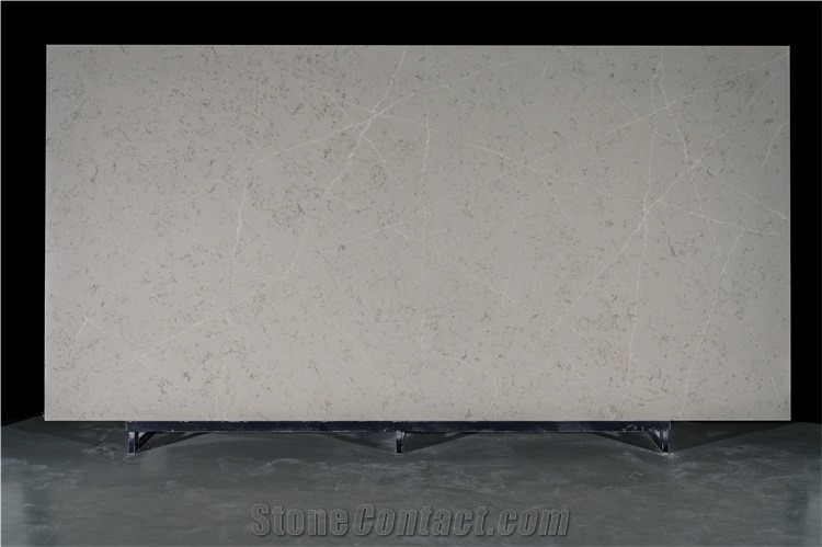 High Quality Calacatta Quartz Slab With  Grey White Veins