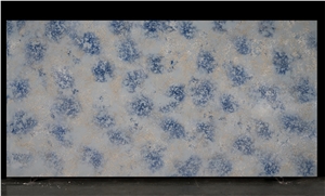 High Quality Calacatta Quartz Slab With Purple Blue Veins