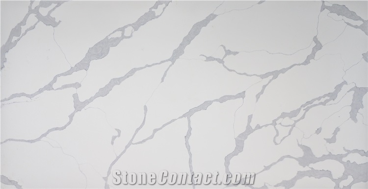 Hot Sell Calacatta White Quartz Slab Engineered For Wall