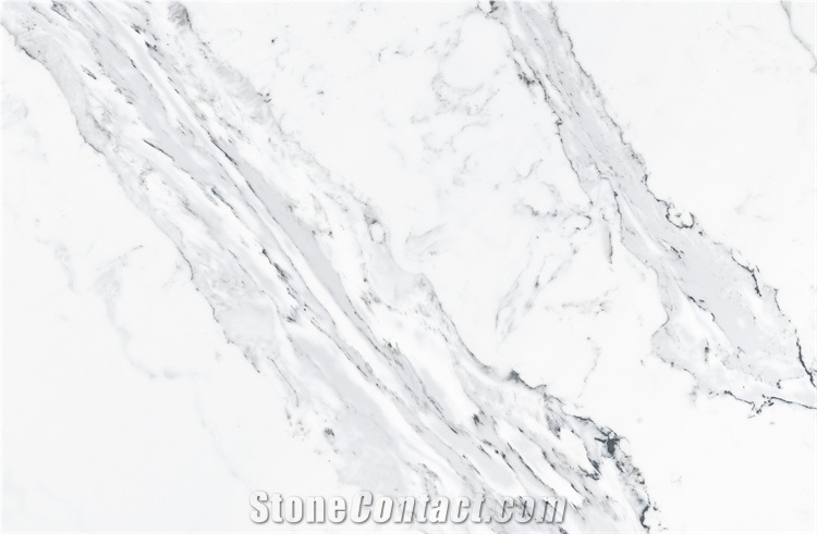 Hot Sell High End Calacatta White Quartz Slab For Kitchen