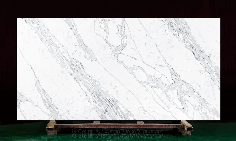Hot Sell High End Calacatta White Quartz Slab For Kitchen