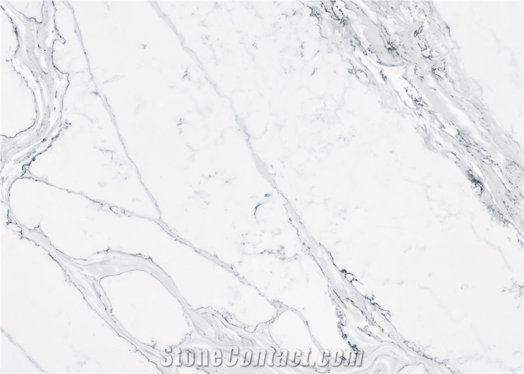 Hot Sell High End Calacatta White Quartz Slab For Kitchen