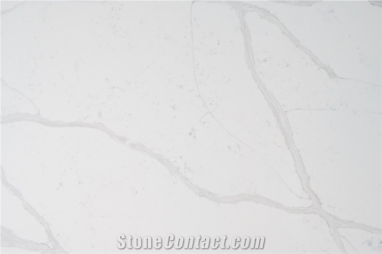 Hot Sell High Quality Calacatta Quartz Slab With Grey Veins
