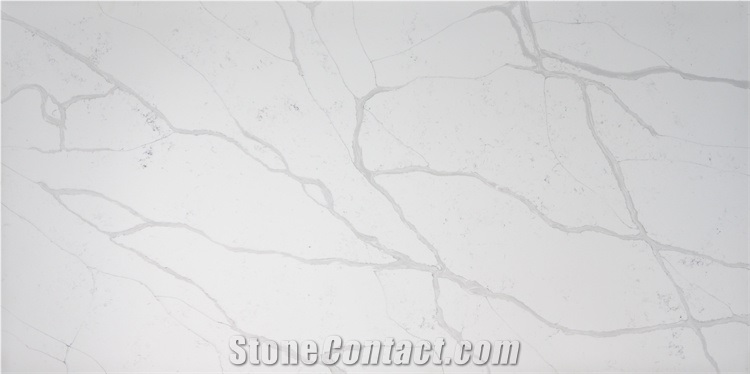 Hot Sell High Quality Calacatta Quartz Slab With Grey Veins