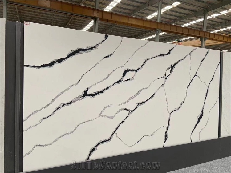Hot Sell Panda White Calacatta White Quartz Slab