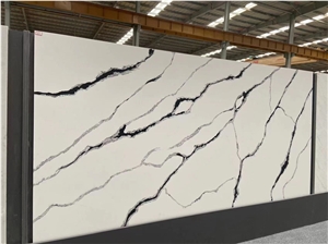 Hot Sell Panda White Calacatta White Quartz Slab