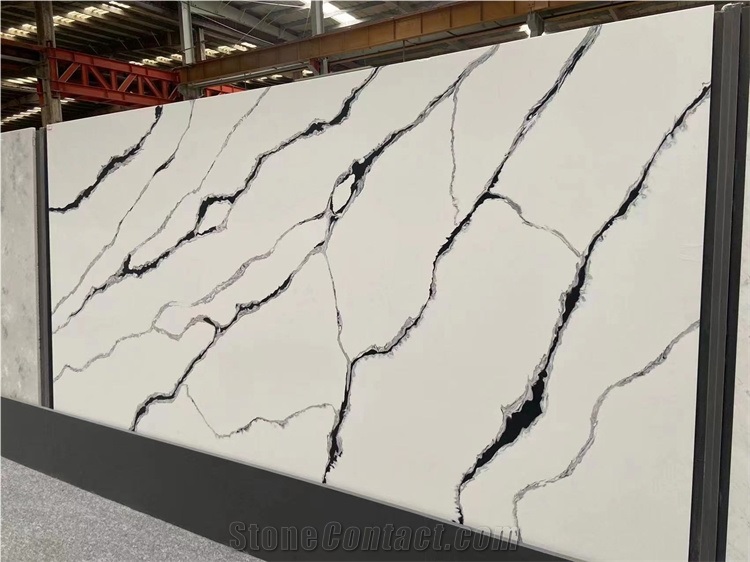 Hot Sell Panda White Calacatta White Quartz Slab
