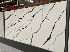 Hot Sell Panda White Calacatta White Quartz Slab