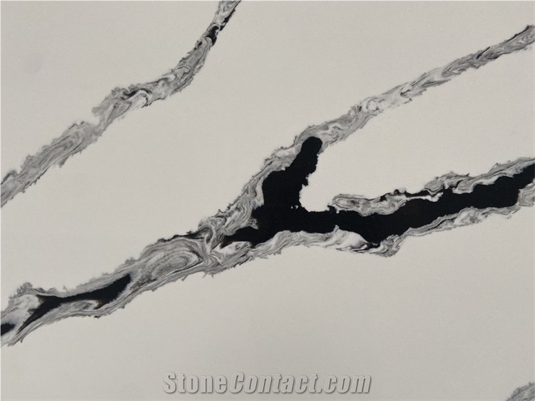 Hot Sell Panda White Calacatta White Quartz Slab