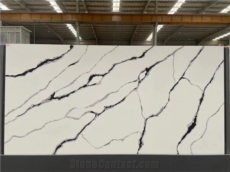 Hot Sell Panda White Calacatta White Quartz Slab