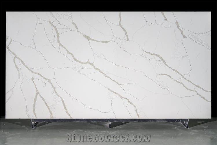 Hot Sell Polished Honed Matte Calacatta White Quartz Slab