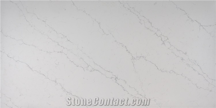 Hot Sell Polished Leather Calacatta White Quartz Slab