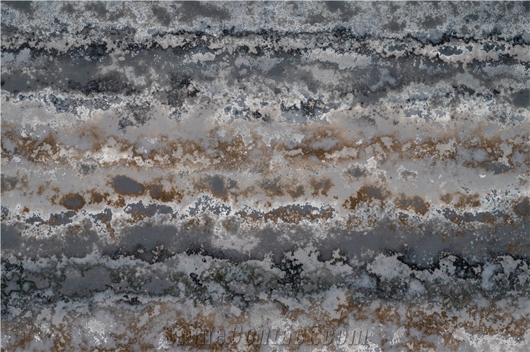 Man Made Stone Artificial Calacatta Grey Red Quartz Slab
